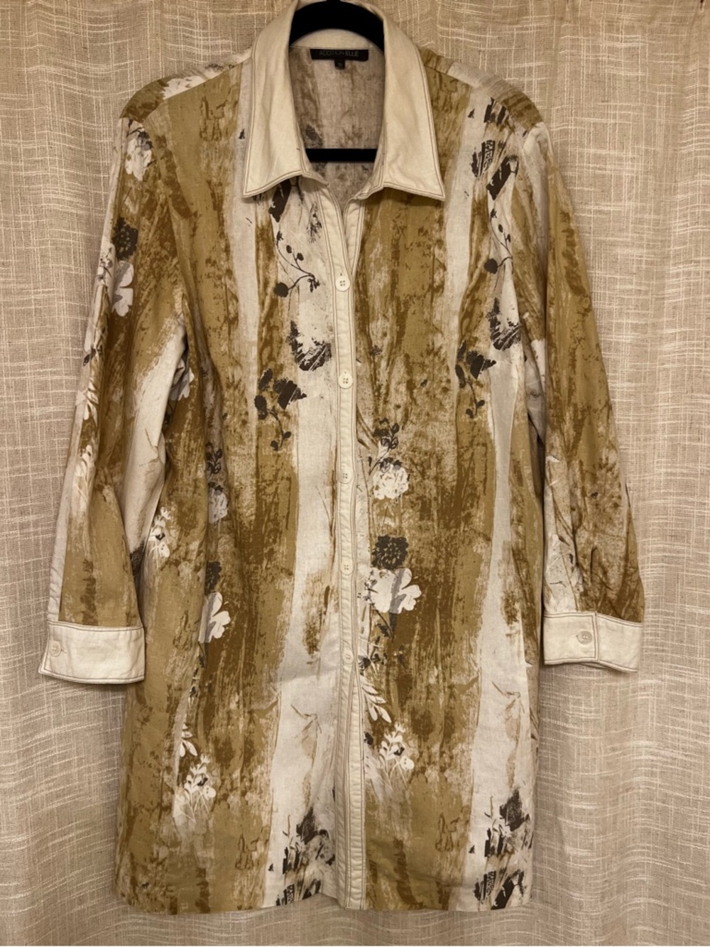 Addition Elle Pastel Floral Casual Long Sleeve Button Down Linen Dress Size 18